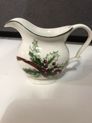 Charter Club Winter Garland Holly Berry Red Ribbon Christmas Creamer