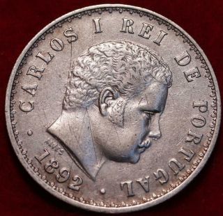 1892 Portugal 500 Reis Silver Foreign Coin