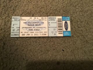Taylor Swift Full Concert Ticket From 2011 Ford Field Detroit
