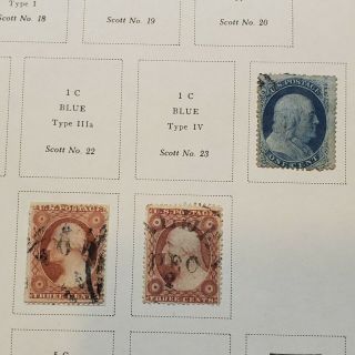 Postage Stamp Stamps 1857 1 3 10 12 Cents Scott 24 25 26 35 36