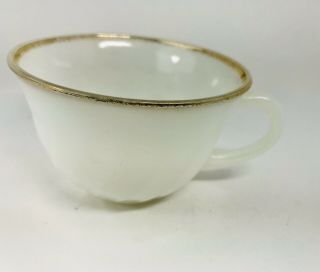 Vintage Fire King Anchor Hocking White Milk Glass Tea Coffee Cup Swirl Gold Trim
