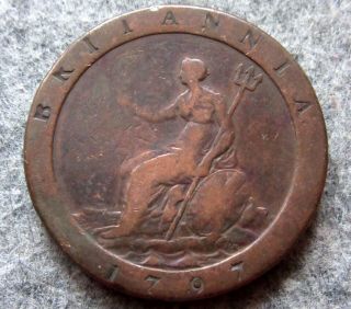 Great Britain George Iii 1797 One Penny Cartwheel,  Copper Authentic
