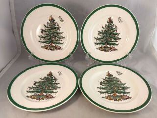 Set Of 4 Spode Christmas Tree Salad Plates - Made In England