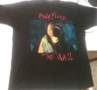 Pink Floyd The Wall Tee Shirt Official 80s Screaming Poster Black Size Xl
