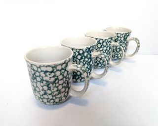 Set (4) Folk Craft Moose Country by Tienshan Tea Cup Coffee Mug Green 10 oz 2