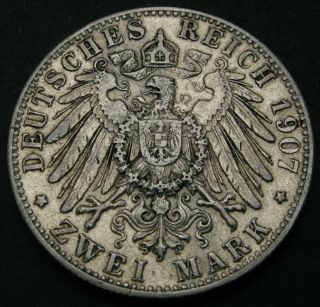Bavaria (german State) 2 Mark 1907 D - Silver - Otto - Vf - - 3854