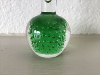 Vintage green bottom/clear top controlled bubble bud vase,  paperweight 2