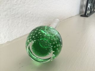 Vintage green bottom/clear top controlled bubble bud vase,  paperweight 3
