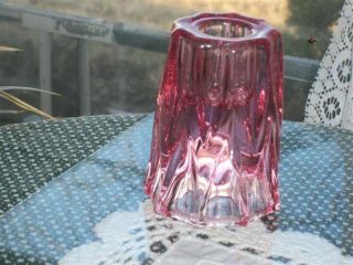 Clear Pink Glass Taper Candlestick Holder 3 1/2 " Vintage Heavy