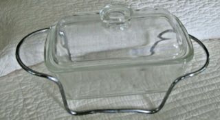 Vintage Clear Glass Westinghouse Ribbed Refrigerator Dish - Loaf Pan W Lid Pyrex
