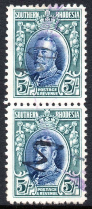Southern Rhodesia 1931 - 7 5s Blue & Blue - Green,  Sg.  27 Pair,  Fiscally