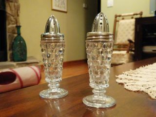 Vintage Westmoreland Thousand Eyes Clear Glass Salt & Pepper Shakers