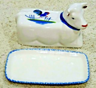 Vintage NS Gustin Co.  Hand Crafted Covered Ceramic Butter Dish – COW – USA – EUC 2