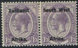 South West Africa 1923 Kgv 1/3 Pair Setting Iii