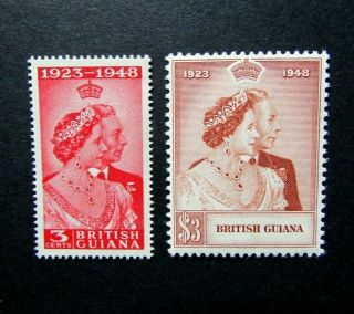 1948 British Guiana - Kgvi Royal Silver Wedding Stamps - Sg 322 & 323 - Mnh