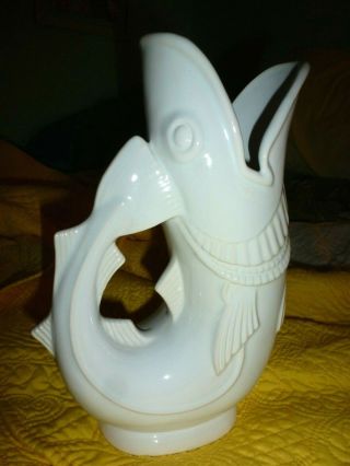 Shreve Crump And Low Company England White Fish Pitcher/ Vase Large