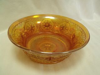 Imperial 9 " Bowl Star Medallion Pattern 671 Marigold Color Stars In Octagons