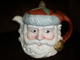 Oci Omnibus Fitz & Floyd Santa Face Teapot With Cap I753 43 Oz