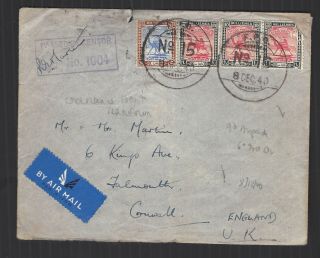 Sudan 1940 Rather Tatty Censored Airmail Cover From Fpo No 15 To Falmouth Uk