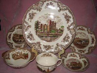 Johnson Brothers China Old Britain Castles Brown Multicolor 6 - Pc Place Setting