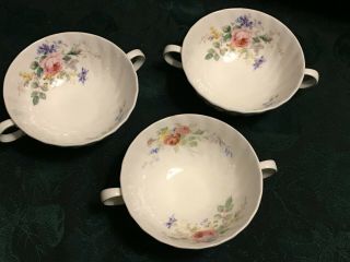 Royal Doulton Arcadia Footed Cream Soup Bowls - Set Of 3