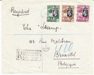Gambia 1925 Registered Cover To Belgium 7 1/2d Rate