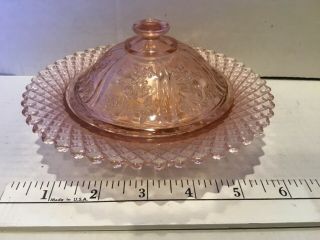 Vintage Pink Depression Glass Dish Bowl With Domed Lid.