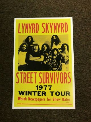 Lynyrd Skynyrd Street Survivors 1977 Winter Tour Cardstock Concert Poster 12x18