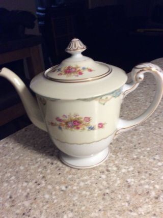 Jyoto Fine China Fairmont Floral Tea Coffee Pot Bowl With Lid Gold Trim