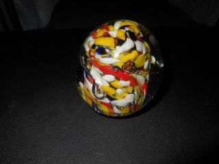 Vintage Art Glass Multi - Color Unmarked Paperweight