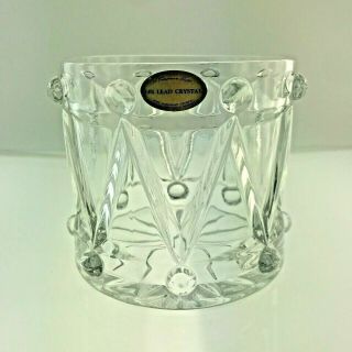 Teleflora 24 Leaded Crystal Drum - Candy Dish Vase Ice Bucket Etc 4.  5in Height