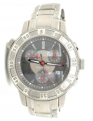 Stainless Steel Tiffany & Co Resonator T - 57 Chronometer Watch Quartz 42mm Mens