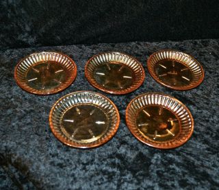 Vintage Carnival Glass Set Of 5 Marigold Iridescent 4 " Trinket Candy Dish