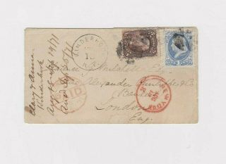 5c Brown (76),  1c Banknote On Cover Kinderhook Ny To London 1871