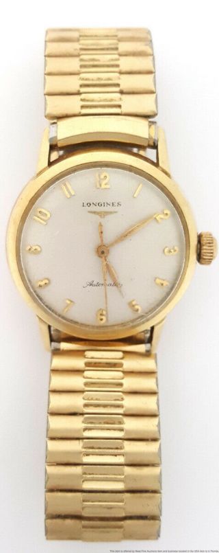 Vintage 1950s 14K Yellow Gold Mens Automatic Heavy Strong Running Wristwatch 2