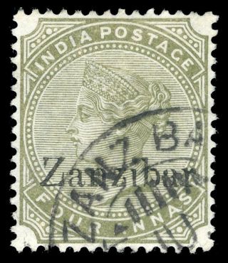 Zanzibar 1895 Qv 4a Olive - Green Very Fine.  Sg 11.