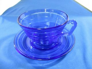 Hazel Atlas Moderntone Cobalt Blue Depression Glass,  Cup And Saucer Set