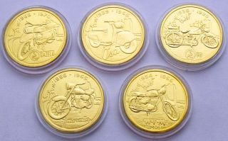Poland - Orlen 5 Coins Set 2015 Polish Historical Motorcycles Osa Junak Wfm Shl