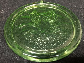 Green Vaseline Uranium Glass Angel Cupid Christmas Ornament Sun Catcher / X - Mas