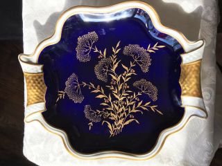 Vintage Echt Weimar Porcelain Kobalt Blue/gold/white Plate Candy Dish Germany