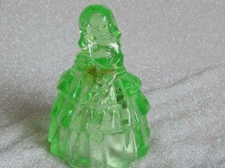 Vintage Boyd Vaseline Glass Green Victorian Southern Belle Lady Figurine