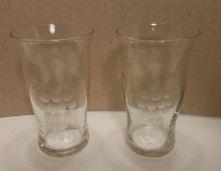 2 Vintage Small Cordial Juice Glasses - Etched Grape Clusters 4 " X 2.  25 " (bin 35)