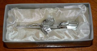 Small Fashioncraft Choice Crystal Silver & Crystal Rose In Gift Box