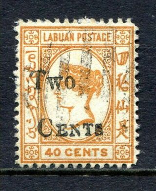 Malaya – Labuan 1892 “two Cents” On 40c.  Ochre Sg49,  Slight Faults Cv.  £110