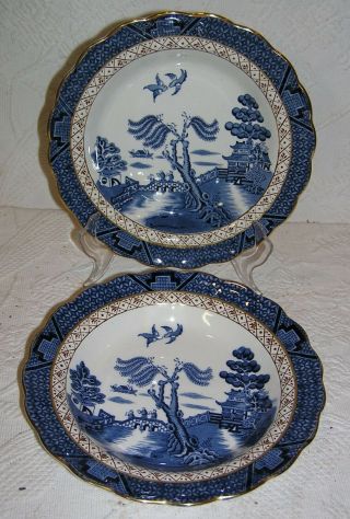 Set Of 2 Booths Real Old Willow Blue Rimmed Soup Bowls 8.  5 " - A8025 - England