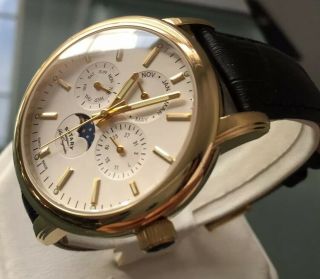 Men ' s Rotary Les Originales Greenwich Swiss Moonphase Triple Gs90136/02 3