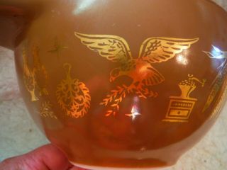 Vtg Pyrex Early Americana 441 Cinderella Nesting Mixing Bowl 1 1/2 Pt Gold Eagle
