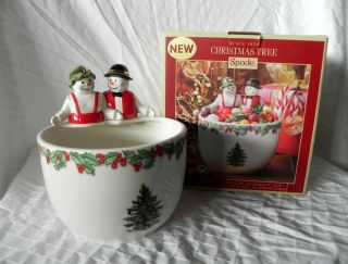 Spode Mr & Mrs Snowman Candy Bowl Dish Christmas Tree