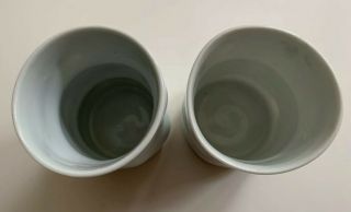 Sam Chung Hand Crafted Pottery,  4 Inch White Cups Bud Vases - Set Of 2 2