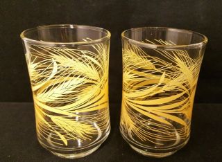 2 (two) Vintage Libbey Wheat Pattern Juice Glasses 3.  5 " 6 Oz